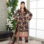 Elegant Black Floral Ensemble with Intricate Embroidery