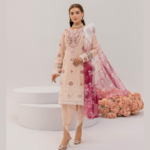 Graceful Peach Stitched Lawn 3-Piece Suit
